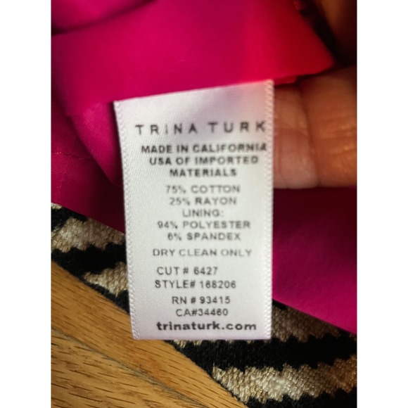 Trina Turk Geometric Stripe Mini Skirt Size 2 Textured Wool Blend - Picture 5 of 6